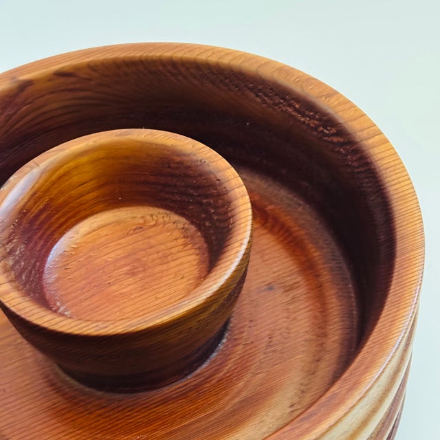 Large Mid Century Wood Chip and Dip Serving Bowl For Sale In San Francisco - Image 6 of 10