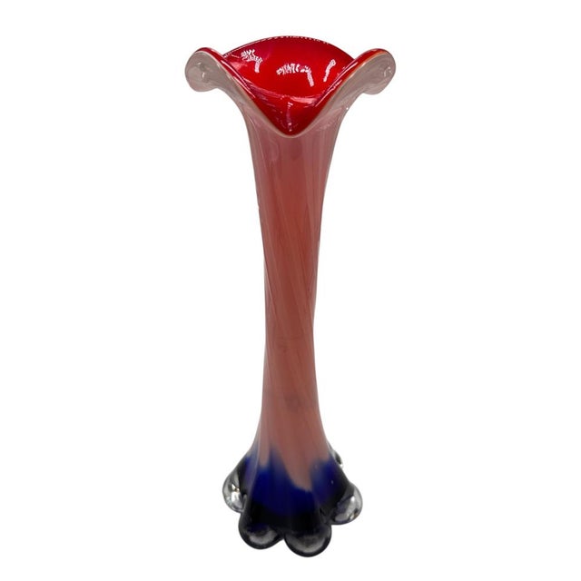 Red Murano Glass Flower Vase, Italy, 1960s, in Flawless conditions. Designed 1960 to 1969