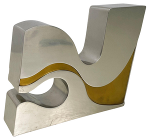 Italian Modern Brutalist Style Metal Gold Metal Sculpture by Edmondo Cirillo, 1972