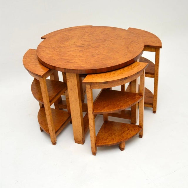 Art Deco Birds Eye Maple Nesting Coffee Tables, 1930, Set of 5 For Sale - Image 4 of 13