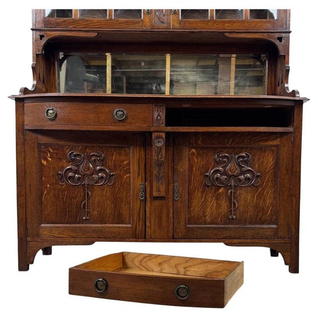 20th Century Arts and Crafts English Oak Sideboard, 1890s For Sale - Image 3 of 14