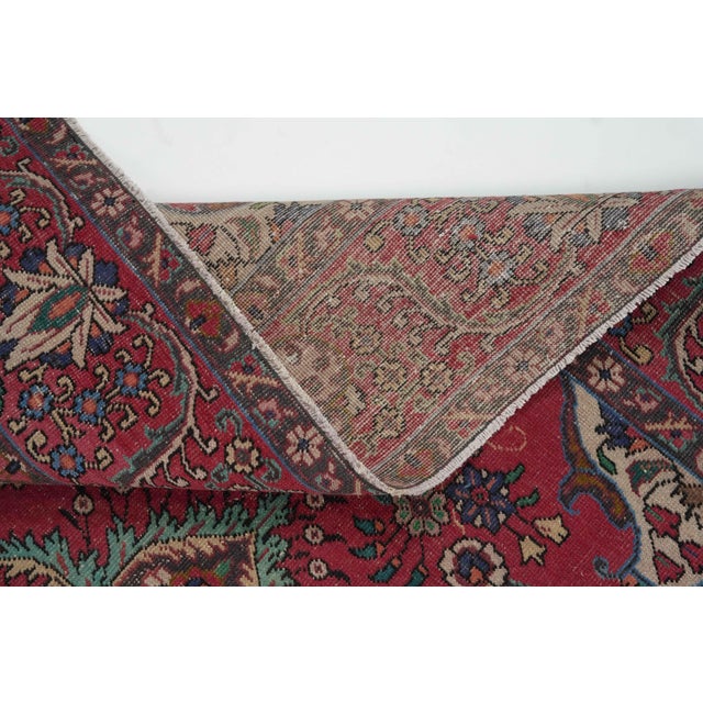 1970s Vintage Persian Handmade Wool 10x12 Red Area Rug For Sale - Image 9 of 11