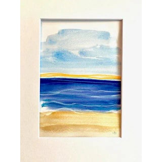Contemporary Ocean Seascape Watercolor Painting on Paper by Stephanie Cate For Sale