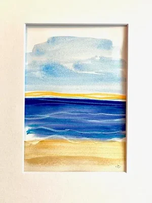 Contemporary Ocean Seascape Watercolor Painting on Paper by Stephanie Cate