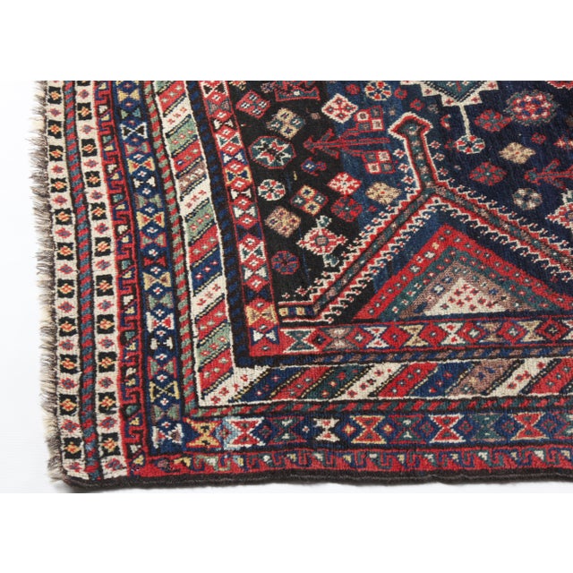 Antique Deep Indigo Field Tribal Rug With Triple Medallions – Circa 1880–1900 -5' 1'' X 8' 2'' For Sale - Image 13 of 13