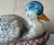 Ceramic majolica duck figure soup tureen made by Bordallo Pinheiro in Portugal in the 1960's. The set includes the basket...