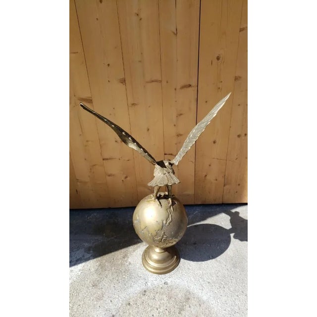 Figurative Vintage Eagle on Globe Sculpture For Sale - Image 3 of 5