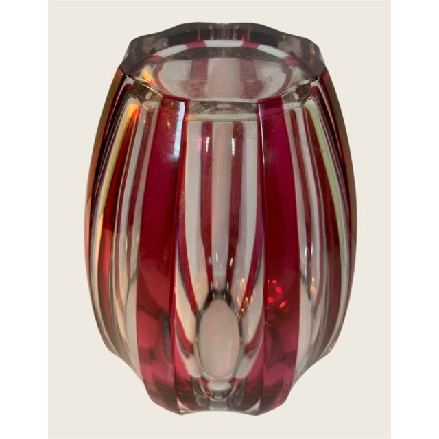 1960s 1960s Val St Laurent Jemeppe Cranberry Striped Art Deco Vase For Sale - Image 5 of 6
