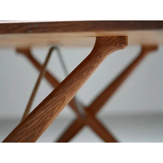 Wood Model 303 Dining Table in Oak and Metal by Hans J. Wegner attributed to Andreas Tuck, Denmark, 1950s For Sale - Image 7 of 16
