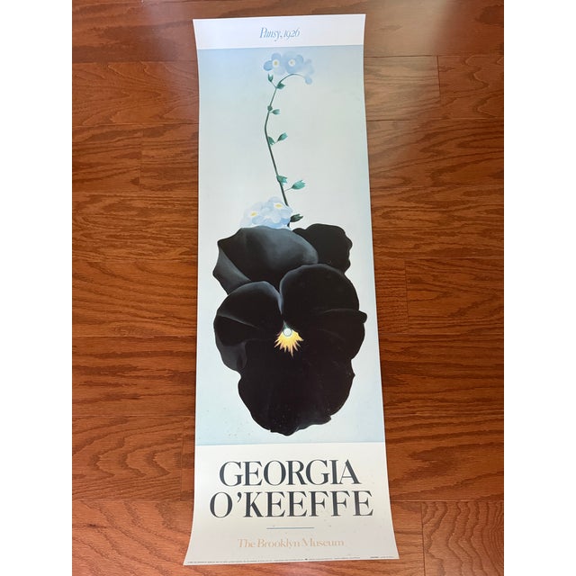 Vintage 1988 Georgia O'Keeffe "Pansy, 1926" Brooklyn Museum Large Format Exhibition Poster For Sale - Image 11 of 12