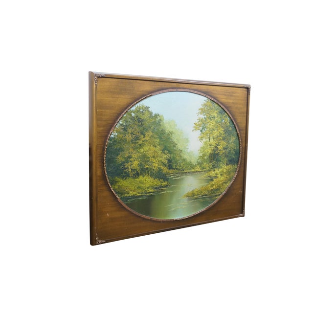 Traditional Late 20th Century Griselda Gil De La Torre Impressionist Forest River Landscape Oil Painting 34" For Sale - Image 3 of 12