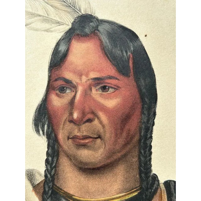 After Charles Bird King, Sioux Chief Portrait Esh-Ta-Hum-Leah, Lithograph, 1838 For Sale - Image 9 of 11