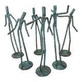Early 21st Century Bronze Artist Made Brutalist Style Sculpture Set of 6 For Sale