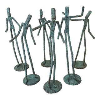 Early 21st Century Bronze Artist Made Brutalist Style Sculpture Set of 6 For Sale