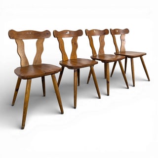 Vintage Chalet Pine Chairs, Set of 4 For Sale
