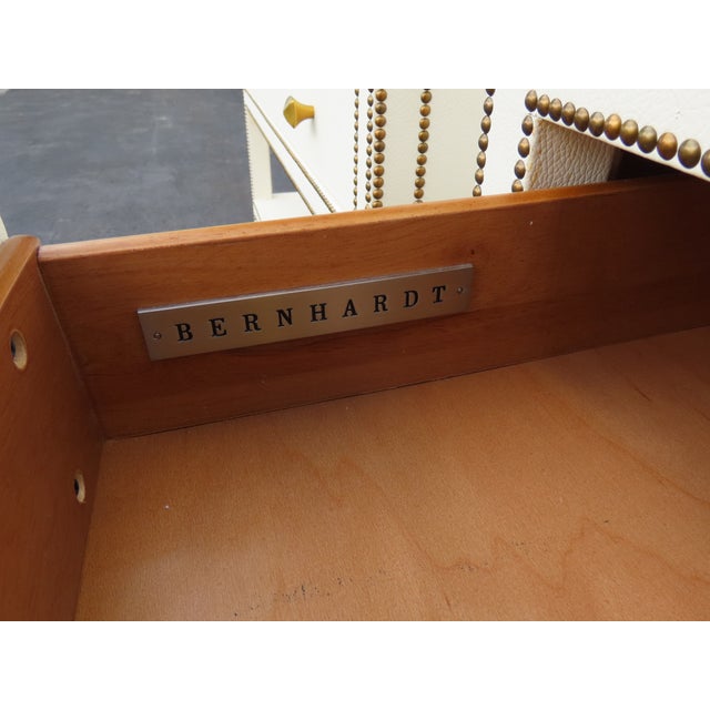 Bernhardt Hollywood Regency Bonded Leather Large Nightstands Chests a Pair 6660 For Sale - Image 18 of 18