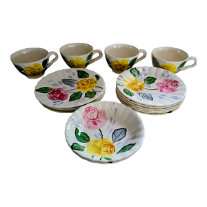 Vintage Hand-Painted Floral Tea Set With Cups, Saucers & Plates – 16 Pieces