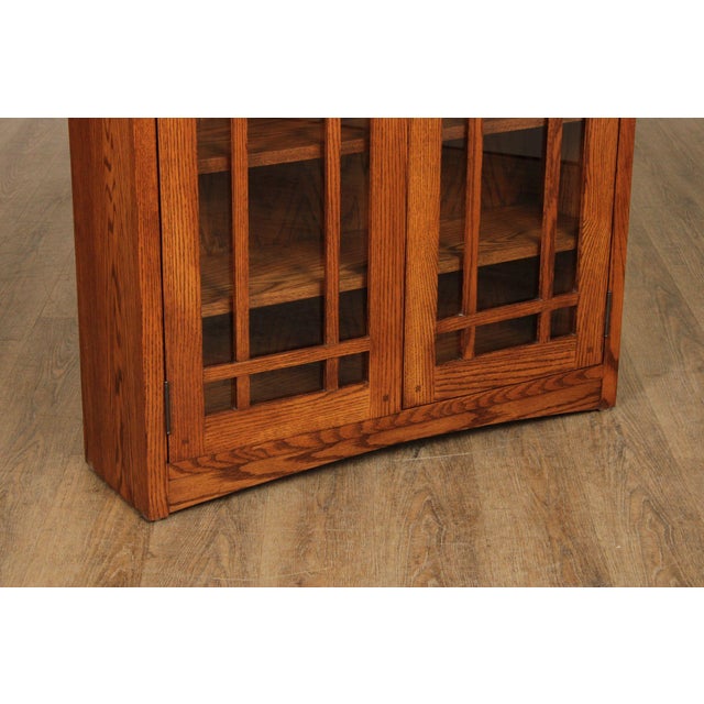 Brown Mission Style Oak Two-Door Bookcase For Sale - Image 8 of 12