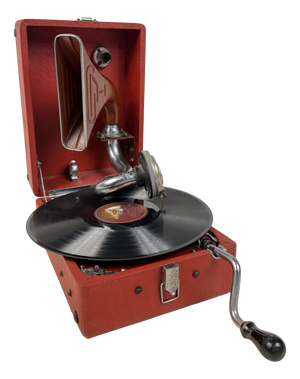 Vintage Portable Hand-Crank Gramophone, 1930s