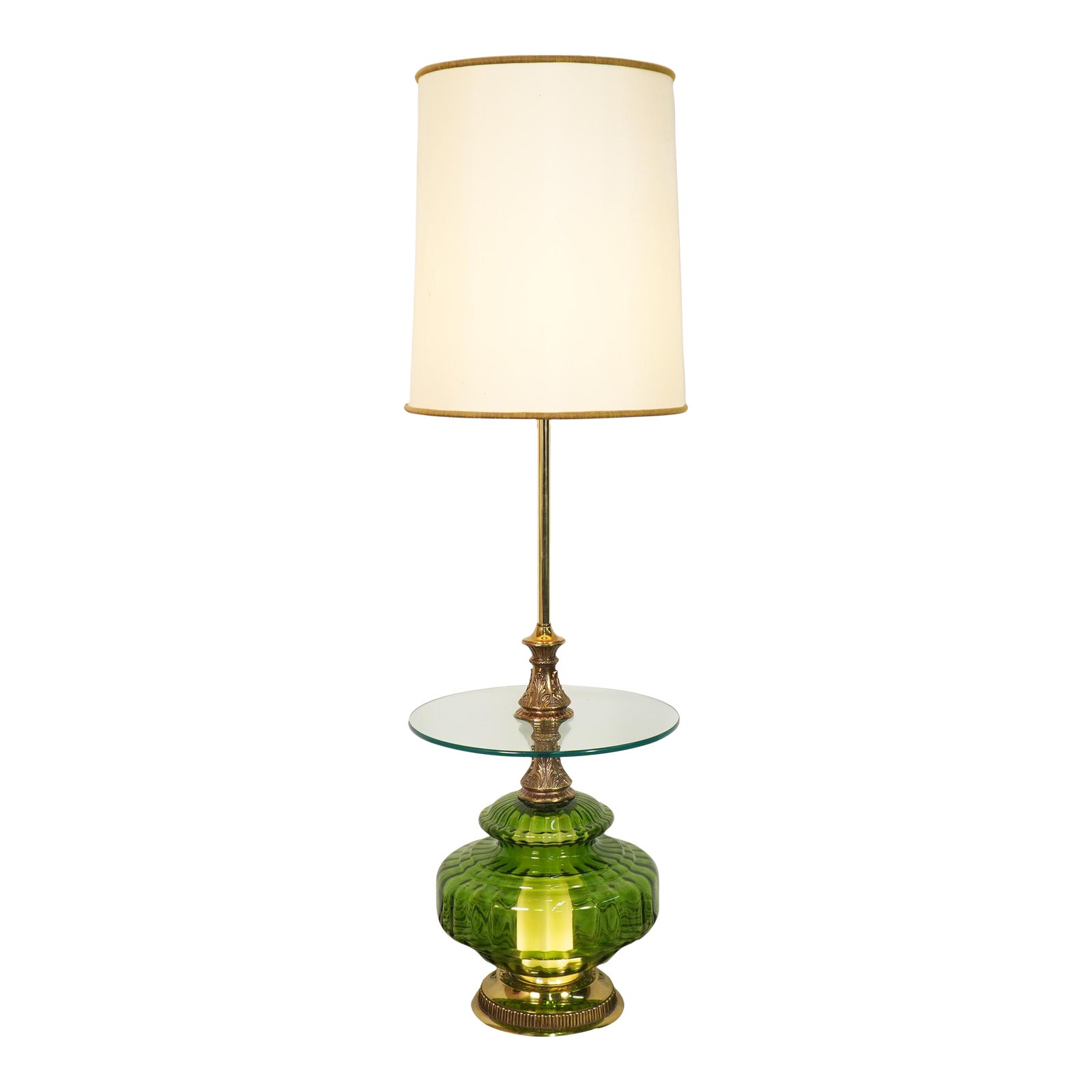 1970s Green Glass Table Floor Lamp by Ef & Ef Industries Chairish