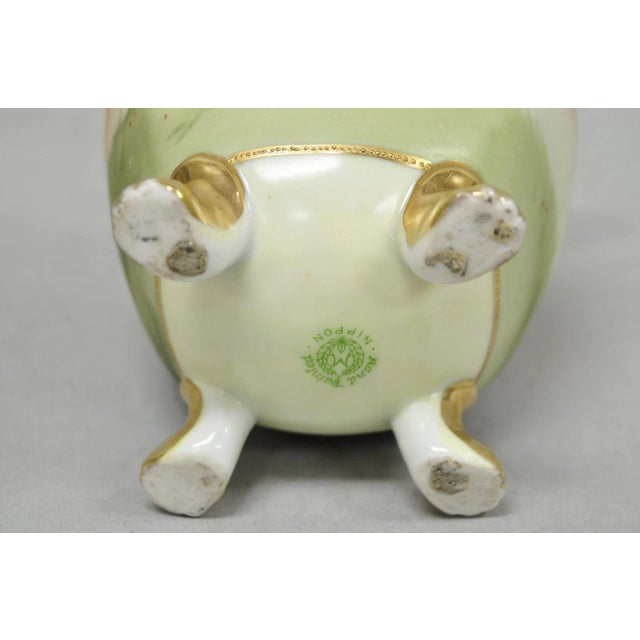 Antique Nippon Moriage Hand Painted Porcelain Purple Iris & Gold Gilt Vase Pair For Sale - Image 16 of 18
