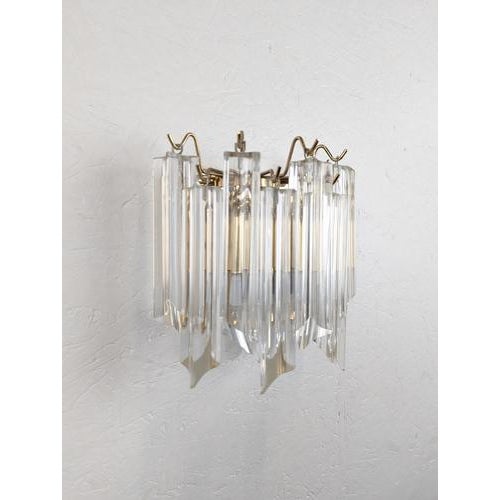 Brass and Murano Glass Wall Lamp by Venini by Novaresi, in Very Good conditions.
