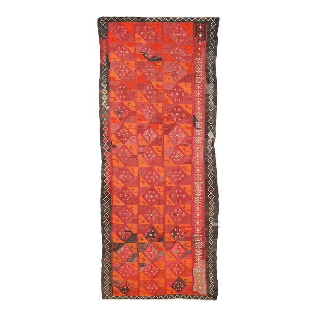 Mid 20th Century Decorative Vintage Kars Kilim Rug For Sale