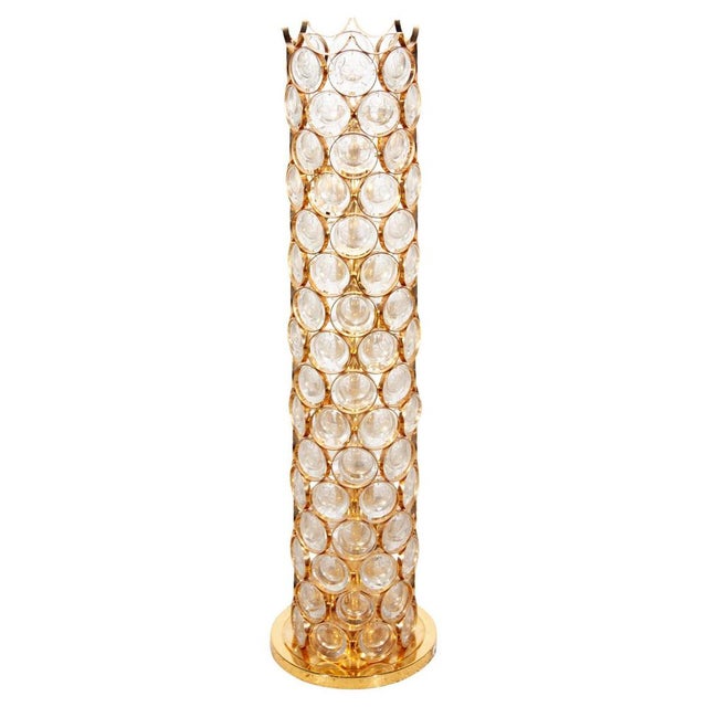 Large Round Crystal & Gilt Floor Lamp from Palwa, Germany, 1970s For Sale - Image 10 of 10
