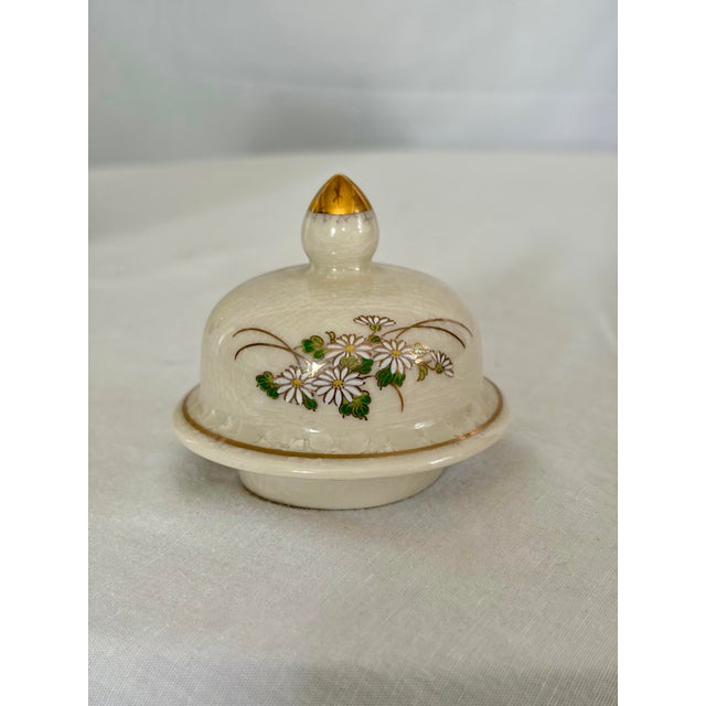 Japanese Vintage Japanese Yamaji Crackle Glazed Peacock Ginger Jar With Lid For Sale - Image 3 of 7