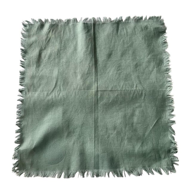 Vintage Set of 7 Dinner Linen Napkins Neutral Colors Fringed Farmhouse Boho Easter Earth Tones For Sale - Image 9 of 12