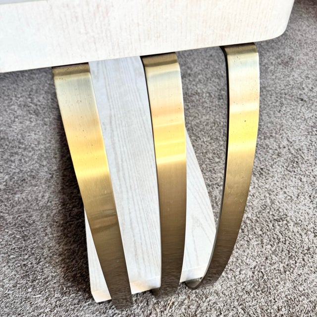 Postmodern Brushed Brass and Cerused Oak Console Table by Henredon For Sale - Image 11 of 12