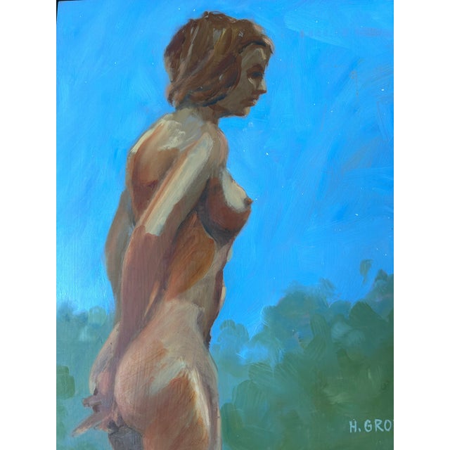 Vintage Impressionist Oil Painting of Nude Woman For Sale - Image 4 of 6