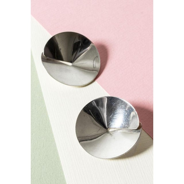 Mid-Century Modern Mid-Century Silver Earrings from Hans Hansen, 1960s, Set of 2 For Sale - Image 3 of 6