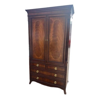 Antique Style Mahogany Karges Furniture Company Wardrobe With Lingerie Chest For Sale