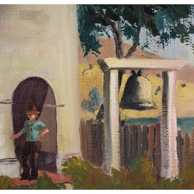 Mission San Juan Bautista, 1971 - Original Oil Painting by Gorman Woody For Sale In Monterey, CA - Image 6 of 8