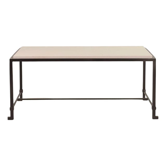 Small 'Diagramme' Dark Bronze and Limestone Coffee Table by Design Frères For Sale