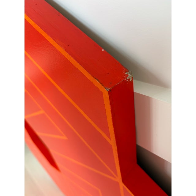Vintage Large Hard Edge Abstract Geometric Shaped Painting, Manner of Frank Stella For Sale In New York - Image 6 of 10