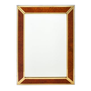 French Modernist Burled Wood Mirror For Sale