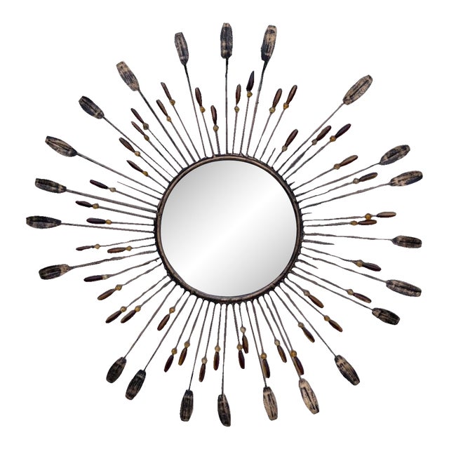 Mid-Century French Sunburst Mirror For Sale
