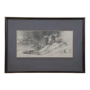Antique 19th Century French Jean Francois Millet Femme à Moitié Nue Nude Etching 16"