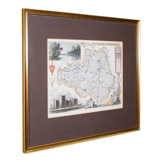 Antique Map of County Durham, English, Framed, After Moule, Victorian, c.1900 For Sale