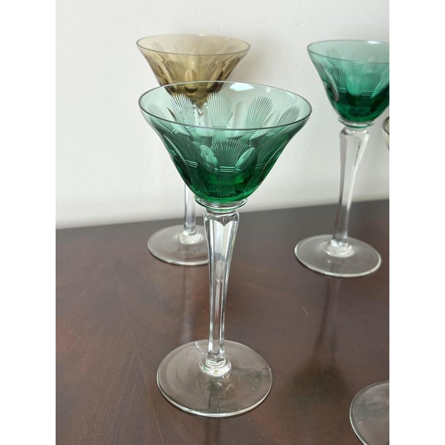 Blue Vintage Italian Crystal Glasses, 1950s, Set of 6 For Sale - Image 8 of 14