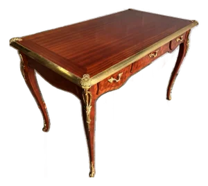 Mid 20th Century Louis XV Style Parquetry Bureau Plat Desk