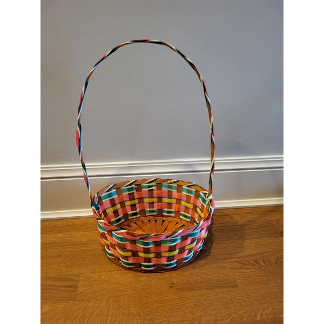 Vintage Colorful Easter Basket For Sale - Image 4 of 4