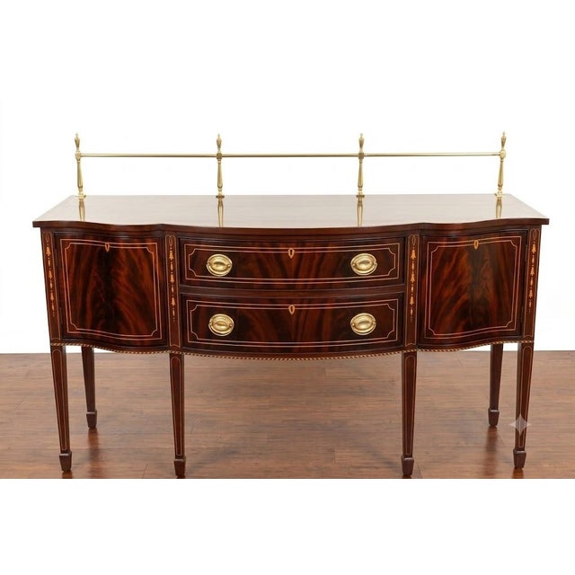 Stickley Federal Mahogany Sideboard W. Brass Gallery For Sale - Image 11 of 18