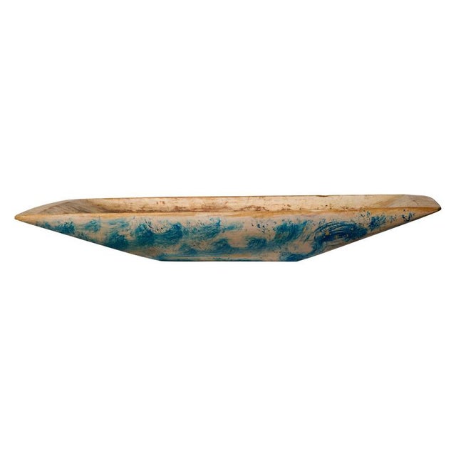 Wood Antique Swedish Wooden Blue Marbled Trough For Sale - Image 7 of 7