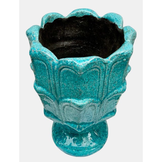 1960s Turquoise Ceramic Planter Vase Jardienier For Sale - Image 10 of 12