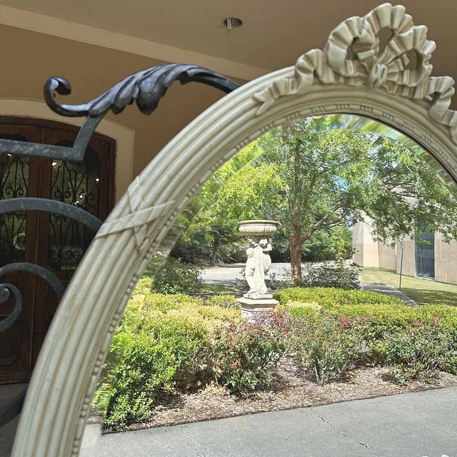 Antique French Louis XVI Neoclassical Painted Oval Mirror For Sale In Dallas - Image 6 of 12