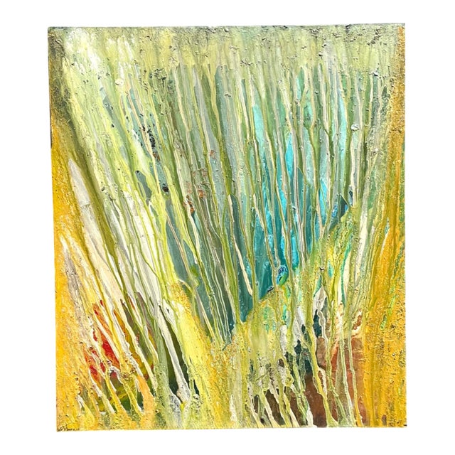 Vintage Original Abstract Oil Painting on Canvas For Sale