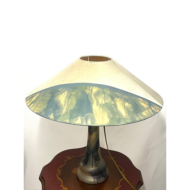 Pate De Verre Fabric Shade Table Lamp, 1950s, in Good conditions. Designed 1950 to 1959 I have official proof of...